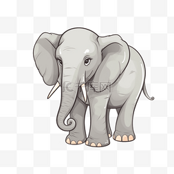 大象可爱手绘图片_手绘插画风免抠元素大象