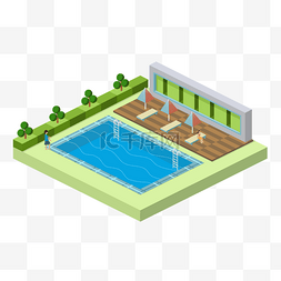 2 5d风格夏季游泳池