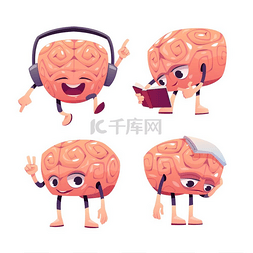 大脑研究图片_大脑角色，可爱的卡通吉祥物，戴