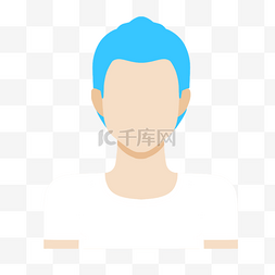 白上衣蓝色头发卡通人物头像