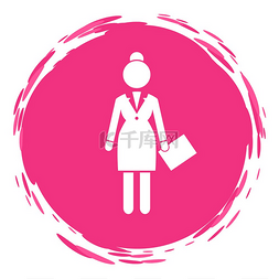 粉红色衣服图片_在圆形粉红色框架中的矢量商业女
