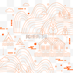 简约清新线条风景底纹