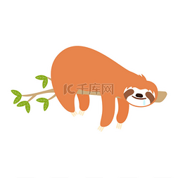 logo影图片_卡通懒懒的懒虫睡在树上,被白色