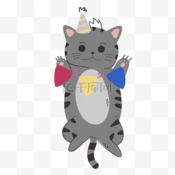 灰色猫卡通图片_灰色猫咪抽象线条动物涂鸦