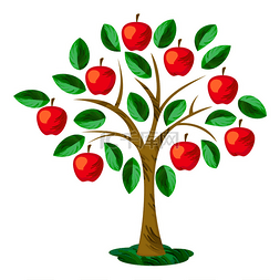 卡通绿色苹果图片_苹果树