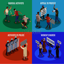 游行抗议图片_活动家22设计概念集呼吁抗议女性