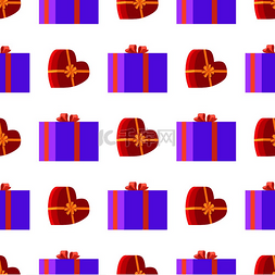 礼盒物拟物图片_包装纸上有红色和紫色的礼盒，上