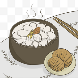 韩式大气泡图片_泡菜年糕汤韩国传统食物插画