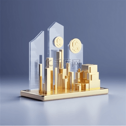 3D商务金融金币图标元素