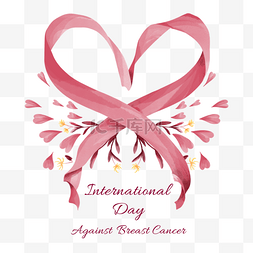 书的封面插画图片_国际抗击乳腺癌日水彩粉色空中丝