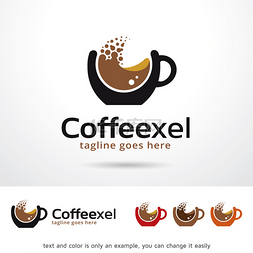 像素咖啡 Logo 模板设计矢量