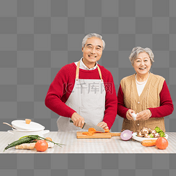 厨房做饭图片_老年夫妻在厨房里一起做饭