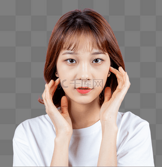 美女双手撩头发