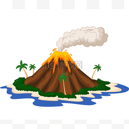 火山线稿图片_火山岛屿