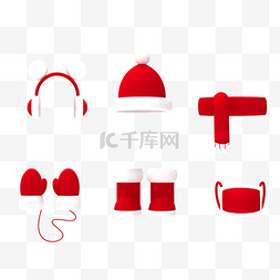 圣诞红色围巾图片_冬天仿真保暖装备套图
