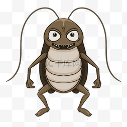 卡通可爱虫子图片_蟑螂表情卡通棕色