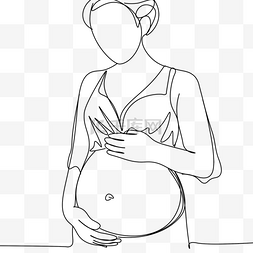 抽象线条画孕妇孕肚