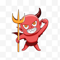 生气红色卡通恶魔小孩撒旦