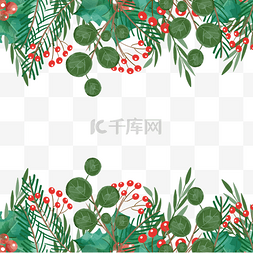 冬季水果清新图片_圣诞节一品红花卉绿色植物创意