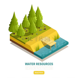 河鲜矢量图片_森林边缘自然水资源在线信息等距