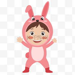 孩子角色扮演小兔子形象