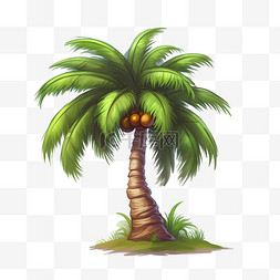 绿色棕榈树图片_卡通风格绿色棕榈树