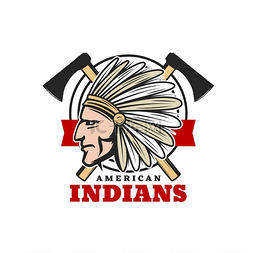 美国印第安人印第安酋长和战斧的