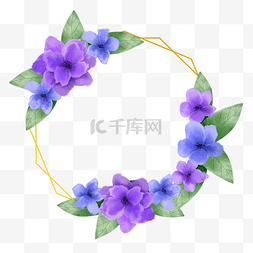 水彩紫罗兰花卉婚礼边框装饰