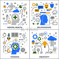人际关系素材图片_心理活动平面线性设计概念与心理