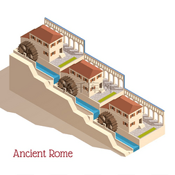 古老建筑图片_古罗马历史悠久的工业水车建筑群