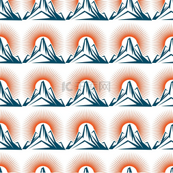 与山和太阳的无缝模式。