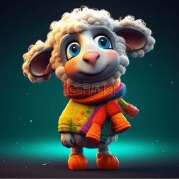 一只3D绵羊IP形象