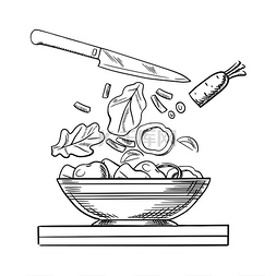 素中图片_健康的素食沙拉烹饪食谱，包括切