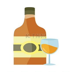 酒精瓶子图片_平面样式设计中带有酒精矢量的瓶