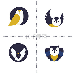 猫头鹰鸟标志符号标志标志徽章。