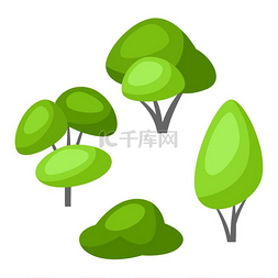 春天或夏天程式化的树与绿叶。