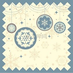 冬季背景与圣诞装饰品和雪花的矢