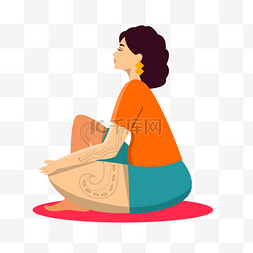 女人练瑜伽插画图片_女性丰满蹲坐练瑜伽