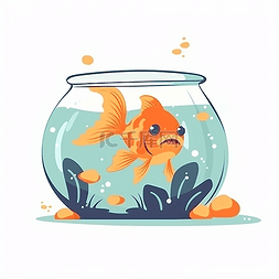 金鱼卡通可爱图片_在浴缸里游泳的金鱼