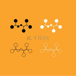 dna黑白图片_分子集黑白图标