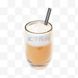 吸管杯奶茶图片_3DC4D立体夏日饮品奶茶