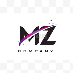 Mz M Z 黑色字母标志设计与紫色洋