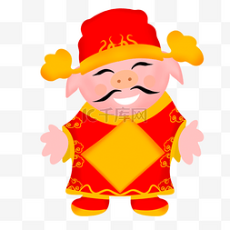 金色猪戴着帽子红色猪的富人的问