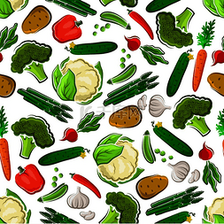 花椰菜海报图片_蔬菜无缝背景素食壁纸上有新鲜农