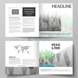 杂志简约封面图片_方形设计双折小册子、杂志、传单