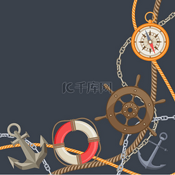 航海船舵船锚图片_航海背景包括帆船绳索和链条船用