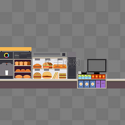 便利店区域图片_便利店汉堡包收银台