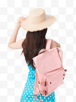 背包旅行图片_夏日旅行女孩背影