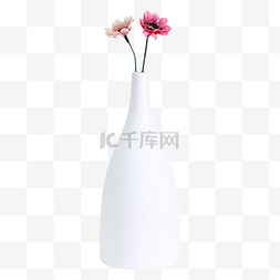 花瓶粉色白色仿真花