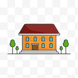 建筑平面屋顶图片_平面黄色房子卡通